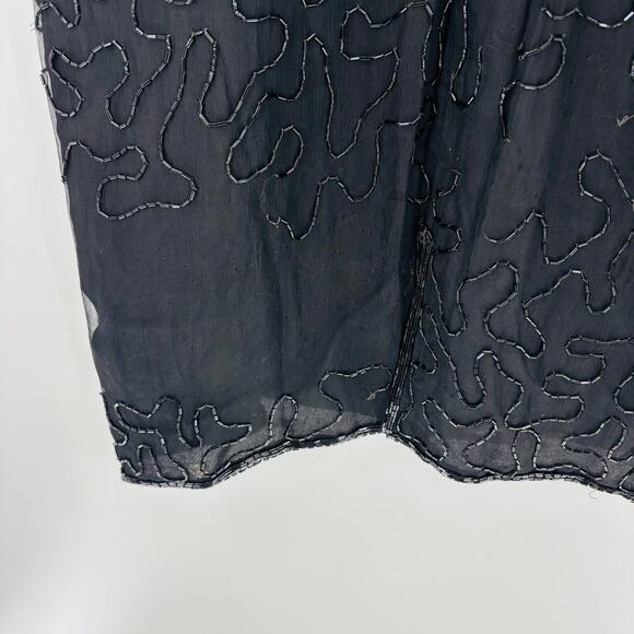 Vintage Stenay 100% Silk Dress Size 10 Womens Black Embroidered Sequin 1980's - Picture 7 of 11